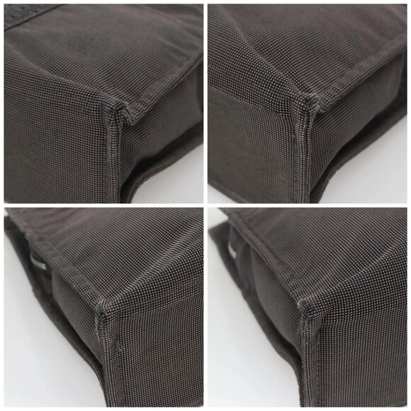 HERMES Her Line MM Hand Bag Canvas Gray Silver Auth 140108 - Picture 14 of 16